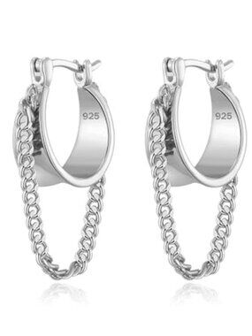 Gold Chain Earrings for Women Trendy Dainty 925 Sterling Silver Post 14k